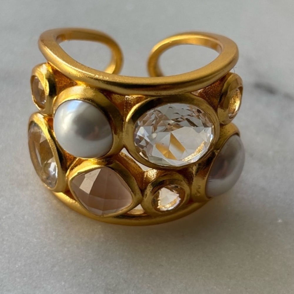 Julie Vos Gold and Pearl Statement Ring